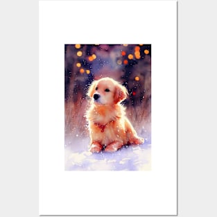 Watercolor golden retriever Posters and Art